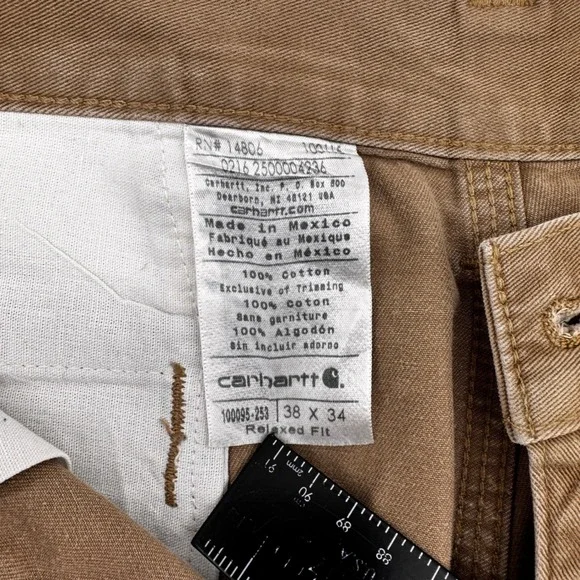 Carhartt Work Pants Mens 38x34 Khaki Cotton Relaxed Fit Utility Canvas ProGear - Picture 11 of 12